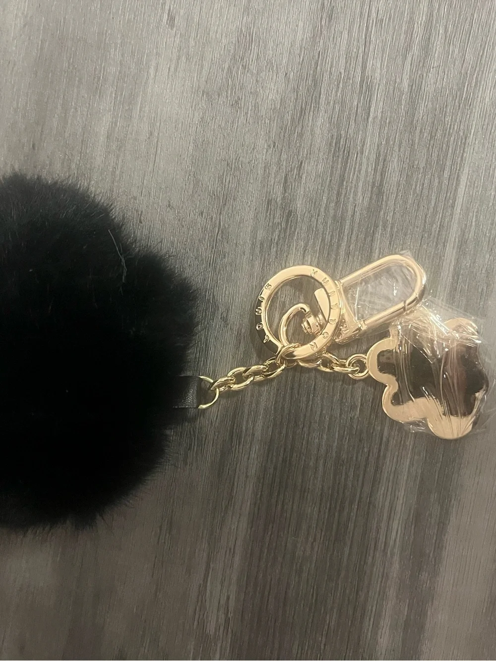 Black & White Faux Fur Paw Keychain